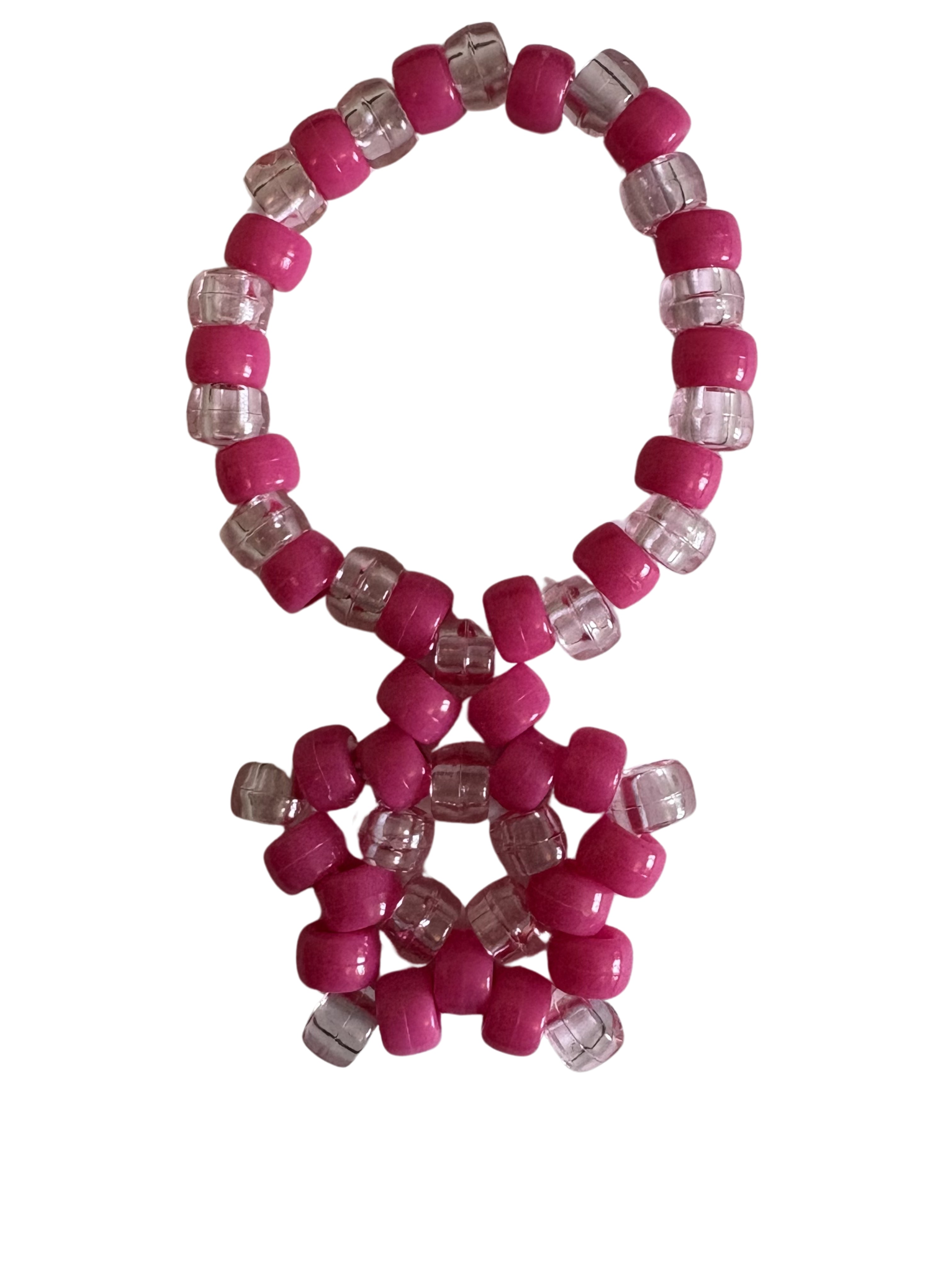 Maya's Kandi Kreation Hot Pink Rainbow Star Bracelet (20+ Bead Design)
