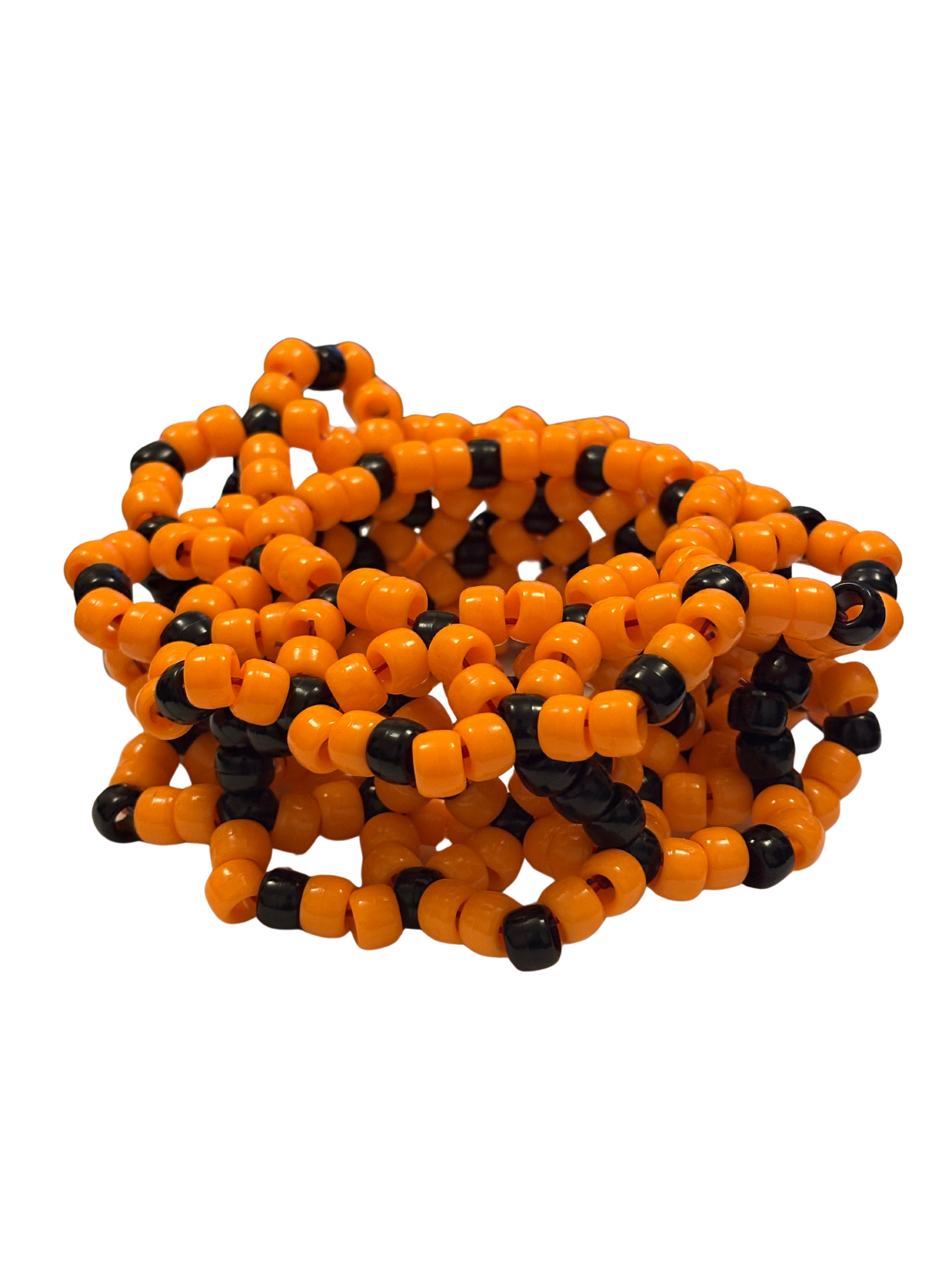 Maya's Kandi Kreation Orange and Black Kuff Bracelet (50+ Bead Design)