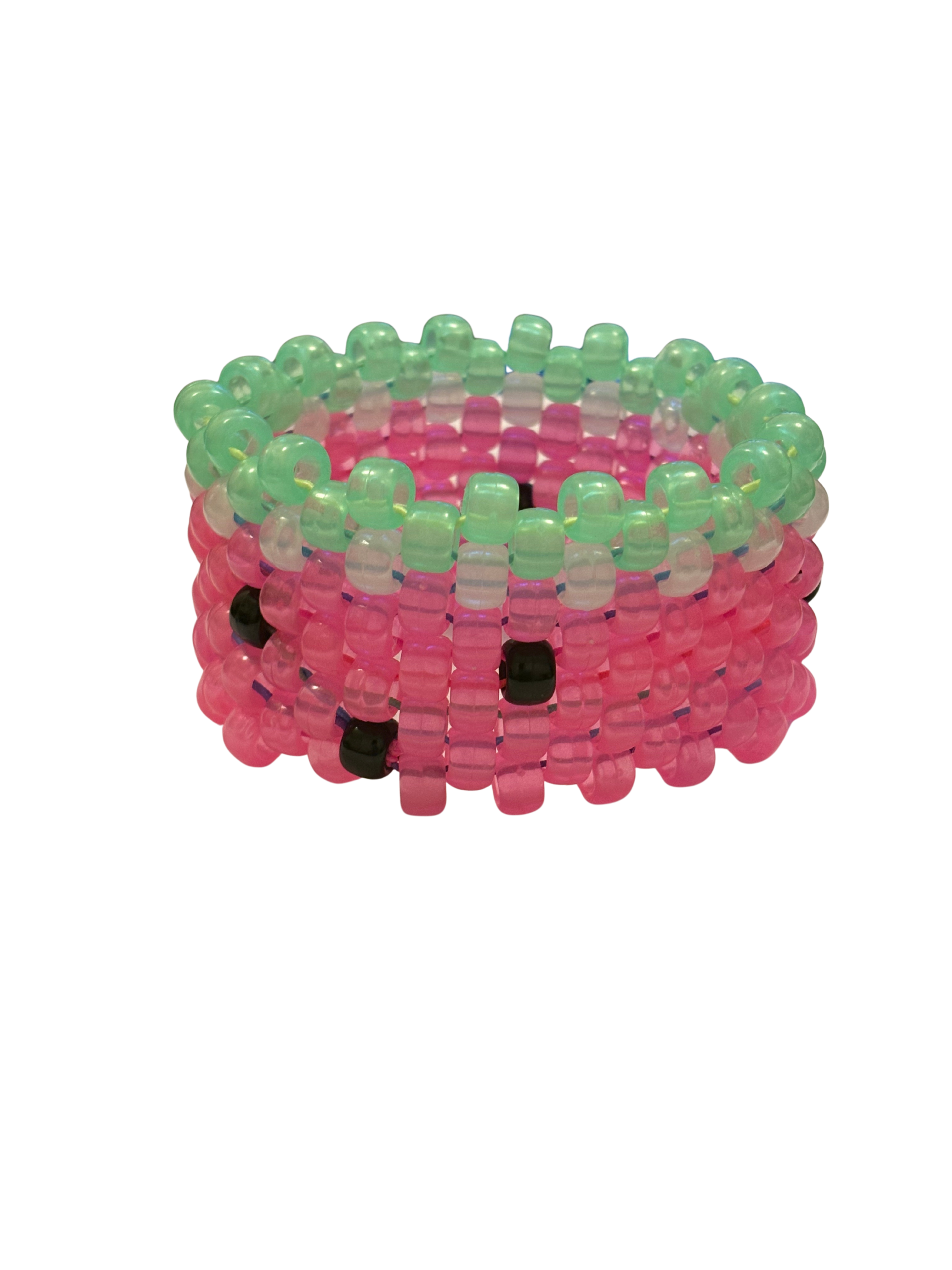 Maya's Kandi Kreation Smiley Kuff Bracelet (25+ Bead Watermelon Design)